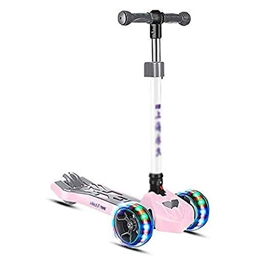 Scooter : LYC Scooter Bars, Adult Scooter, Scooter Wheels, Kick Folding Kids with 4 Flashing Wheel, Adjustable Handlebar Toddlers Kick for 2-8Yr Old, 60×28×82Cm (Color : Pink)