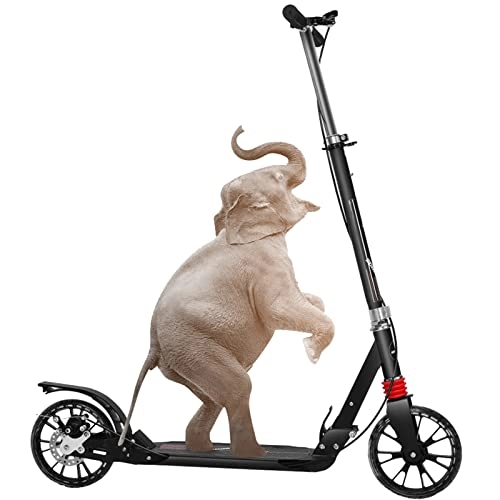 Scooter : MAGJI Durable Kick Scooter Load 300 Lbs Capacity, Aluminum Frame Scooter with Disc Brake, Commuter Scooters for Heavy Adults, Black Scooter