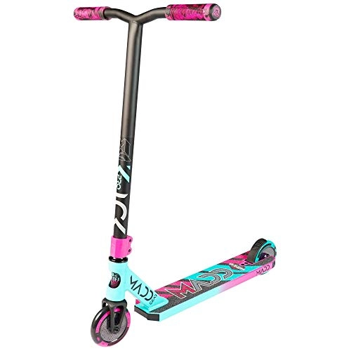 Scooter : MGP Action Sports – Kick PRO V5 Scooter – Suits Boys & Girls Ages 6+ - Max Rider Weight 100kg – 3 Year Manufacturer’s Warranty – World’s #1 Pro Scooter Brand – Built to Last! (Teal / Pink)