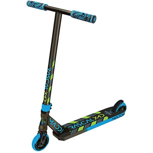 Scooter : MGP Action Sports – Madd Gear Kick Mini RASCAL III Scooter – Suits Boys & Girls Ages 4+ - Max Rider Weight 60kg – 3 Year Manufacturer’s Warranty – World’s #1 Scooter Brand – Built to Last! (Blue / Lime)
