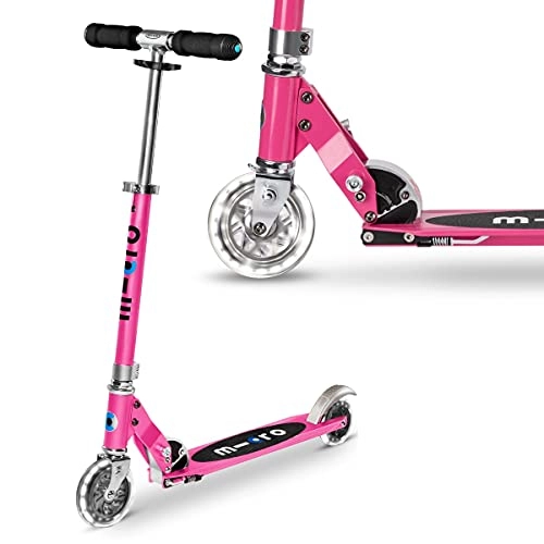 Scooter : Micro Led Sprite Scooter Pink 2 Wheeled Light Up Wheels Adjustable Boy Girl 5-12 Years