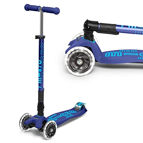 Scooter : Micro Maxi Deluxe Foldable Navy Led Scooter