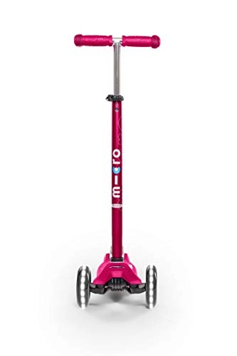 Scooter : Micro Maxi Deluxe Led Scooter Pink Light Up Wheels Adjustable 3 Wheeled 5-12 Years Raised Deck