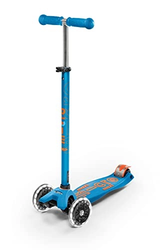 Scooter : MICRO Maxi Deluxe LED Scooters, Youth Unisex, Caribbean Blue (Blue) One Size