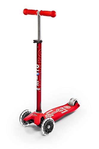 Scooter : Micro Scooter Maxi Led Deluxe Tilt and Turn Lightweight Kick Childrens Kids Scooter Red