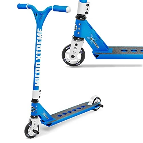Scooter : Micro Scooter Ocean Blue Trixx Stunt 2 Wheel Suitable For Teenager Adult Lightweight Aluminium