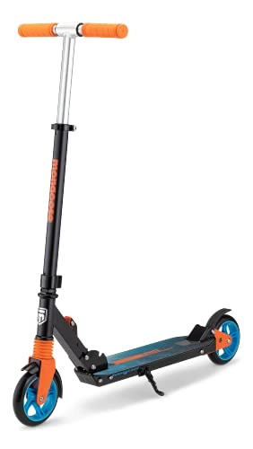 Scooter : Mongoose Elevate Duo Youth / Adult Folding Kick Scooter, Solid Wheels, Ages 8 Years and Up, Kickstand, Max Rider Weight 220 Pounds, Black / Orange