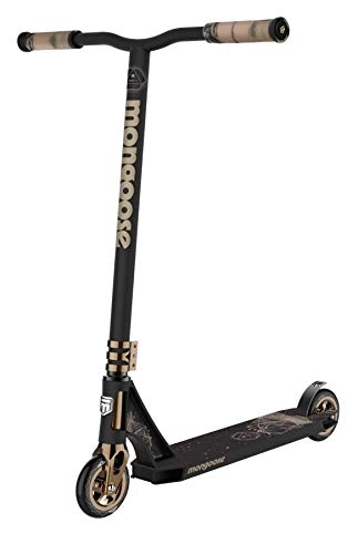 Scooter : Mongoose Rise 110 Expert Youth Freestyle Stunt Scooter, High Impact PU Wheels, Bike-Style Grips, Lightweight Alloy Deck, Black