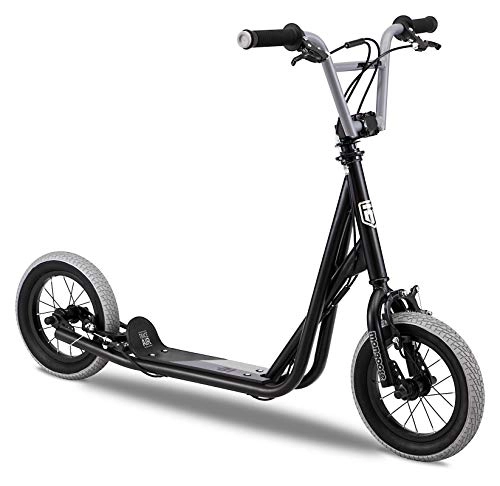 Scooter : Mongoose Trace Youth / Adult Kick Scooter Folding and Non-Folding Design, Regular, Lighted, and Air Filled Wheels, Multiple Colors, Black (R6331AZA)