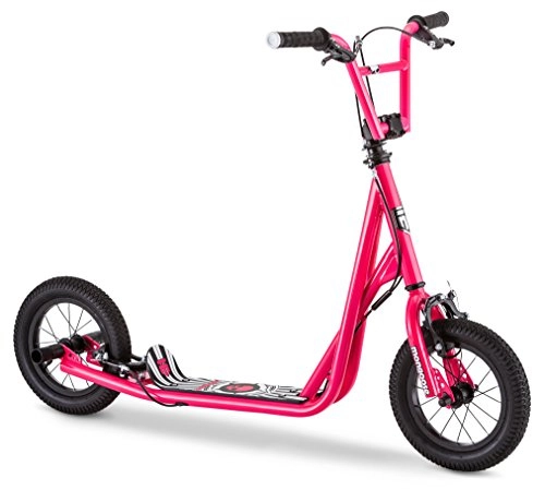 Scooter : Mongoose Unisex's Expo Scooter, Featuring Front Caliper Brakes and Rear Axle Pegs with 12-Inch Inflatable Wheels, Pink / Black