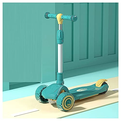 Scooter : Multi-purpose Children's scooter for beginners can be folded three-speed adjustable height installation two-in-one scooter widened flashing wheel suitable for boys and girls over 2years old can load 1