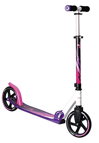 Scooter : muuwmi Aluminium Scooter 205mm ABEC 7 GS Approved Height Adjustable XL Deck Purple Pink Black