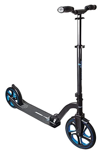 Scooter : muuwmi Aluminium Scooter Pro 250mm, Black / Blue, Kickscooter, XL Deck, Ergonomic Grips, Big Wheel Size for extra comfort