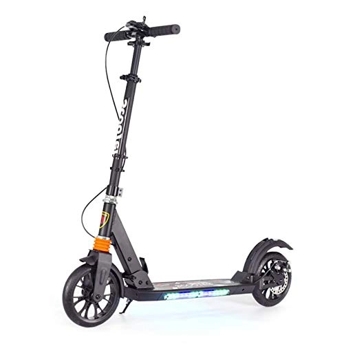 Scooter : MYAOU Adult's Kick / Push Scooter | Foldable Frame | 2-Wheels & Dual Suspension | 200MM Alloy Big Wheels | LED City Commuter