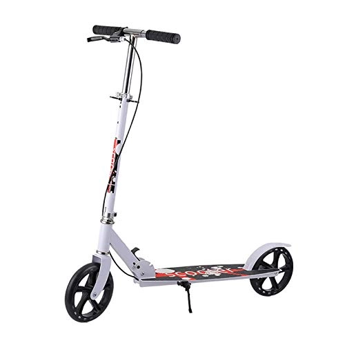 Scooter : MYAOU Two-Wheeled Scooter Adult City Work Kids Stunt Scooter Dual Suspension Folding Trick Scooter with 200MM Alloy Wheels (White, Black)