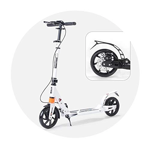 Scooter : NAN Double Brake Adult Human Scooter, White Two-wheeled Scooter, Hand Brake Foot Brake Foldable Youth Universal Load Up To 100KG (Color : B)