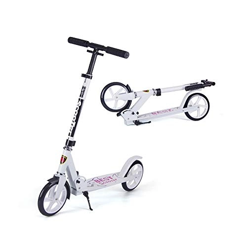 Scooter : NAN Mermaid pattern folding scooter, aluminum alloy 200mm big wheel foot brake scooter adjustable height 100Kg (Color : B)