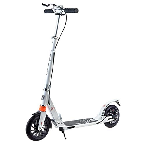 Scooter : OFAY Kick Scooter - Big Wheel Scooters for Ages 8 And Up with Adjustable Handlebar - The Ultimate Sport Scooter with Handbrake And Footbrake for Adult Children, White