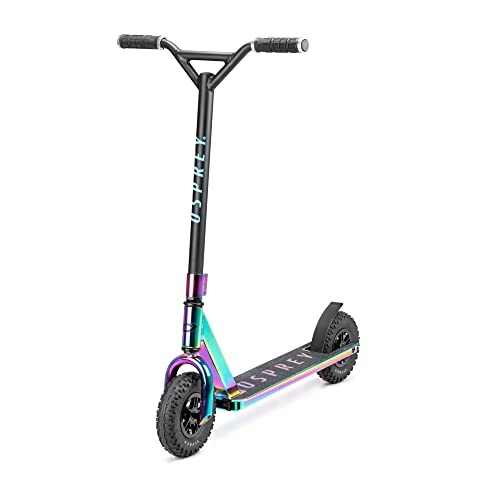 Scooter : Osprey Neo Chrome Dirt Scooter, All Terrain Trail Adult Scooter with Chunky Off Road Tyres, Neo Chrome