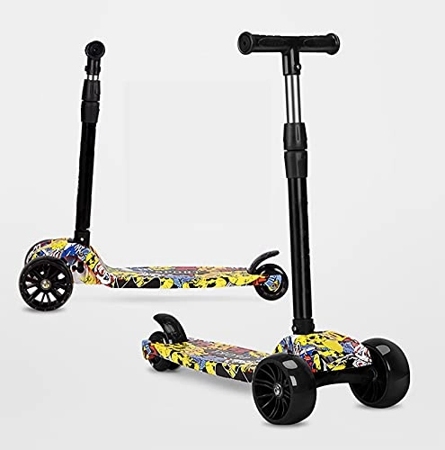 Scooter : OUWTE A Kick Scooter for Kids - Lightweight, Foldable, LED Light-up Scooter, Adjustable Handlebar, Rear Brake, Lightweight Design, Children's Scooter 3 4 5 6-year -aged Child