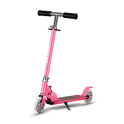 Scooter : PTHZ 2-Wheel Scooter, Folding Foot Scooter with 2 LED Light-Up Wheels, 3 Adjustable Height & One-Button Folding Release System, Suitable for Children Aged 3 To 10, Pink