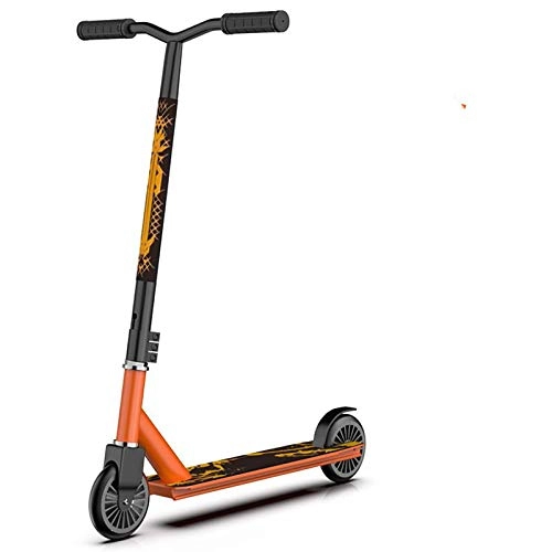 Scooter : QWET Two-Wheeled Pedal Scooter, 360°Rotating Grooved Chassis Design, Matte Non-Slip Pattern, High-Strength Steel Brake Pads Scooter, Pu Tires, Orange, B