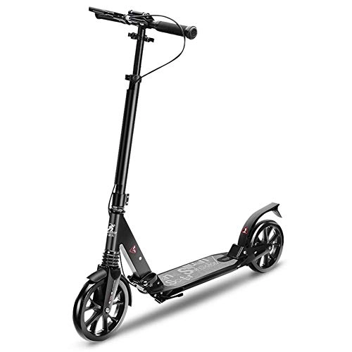 Scooter : Relaxbx Adult Big Wheel Scooter Lightweight Folding Commuter Kick Scooter with Adjustable Handlebars and Rear Fender Brake, Non-electric, 220 lbs Weight Capacity