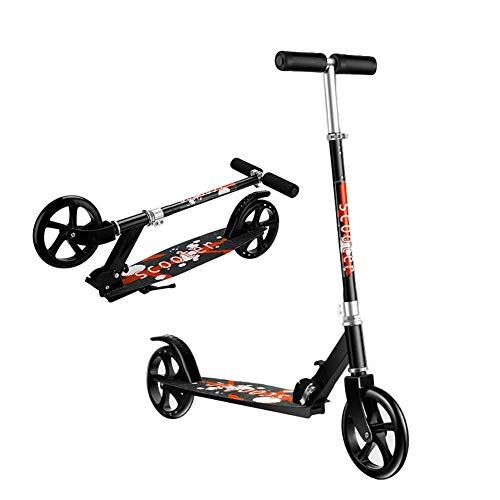 Scooter : Relaxbx Adult Teen Big Wheel Kick Scooter Folding Lightweight Adjustable Height Commuter Scooter with Rear Fender Brake, 220 lbs Capacity, Black