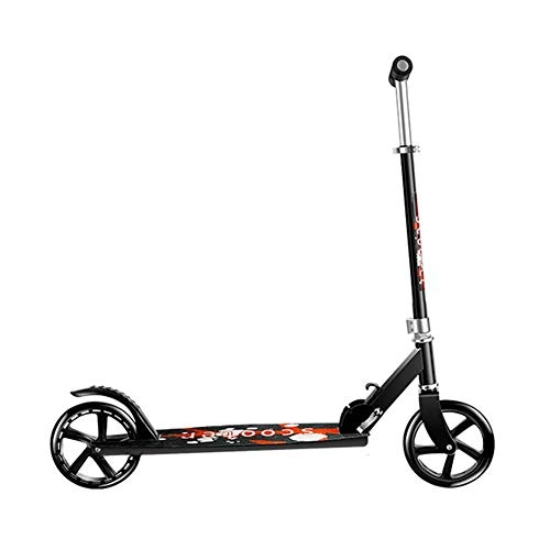 Scooter : Relaxbx Folding Kick Scooter for Adult Teen with Big Wheel Lightweight Adjustable Height Commuter Scooter with Rear Fender Brake, 220 lbs Capacity, Black
