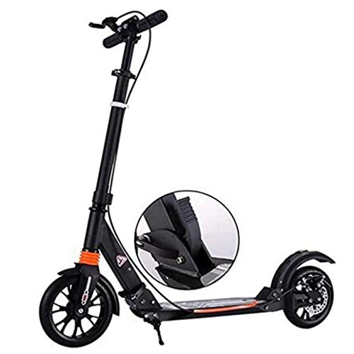 Scooter : RPOLY Kick Scooter for Adults, Foldable, Lightweight, Adjustable - Carries Heavy Adults 330 LB Max Load City Scooter Unisex with Disc Brakes, Black_96x37x89-104cm