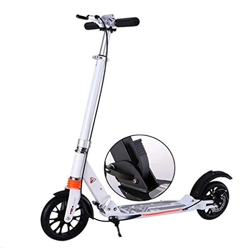 Scooter : RPOLY Kick Scooter for Adults, Foldable, Lightweight, Adjustable - Carries Heavy Adults 330 LB Max Load Unisex City Scooter with Disc Brakes, White_96x37x89-104cm