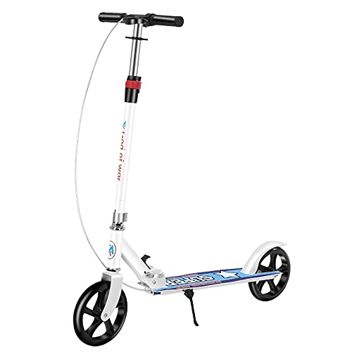 Scooter : scooter Adult Scooter, Enlarged Pu Wheel Design, Non-Slip And Wear-Resistant Large Wheels, Suitable For All Kinds Of Roads(Color:White)