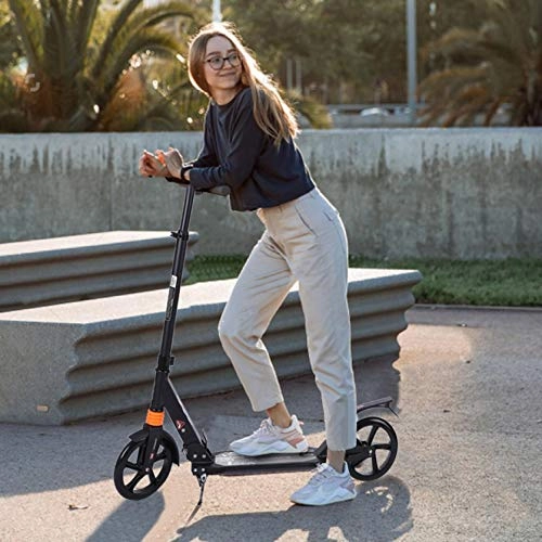 Scooter : Scooter Adult, Upgrade Folding Teen Kick Scooter with Height Adjustable Handlebar and Oversized Wheels, Freestyle Scooter Skill Scooter (Black)