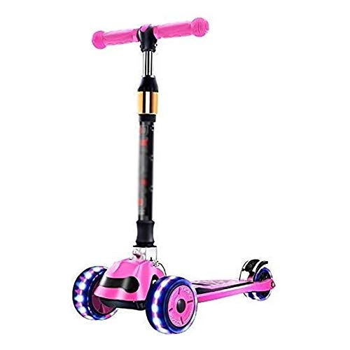 Scooter : Scooter Bars, Adult Scooter, Scooter Wheels, Kick Adjustable Toddler with Pu Lighted Wheel, Folding Kick, 100 Kg Capacity, Wide Pedal and Foot Brake, Best Gift for Kids Aged 2-14Yr Old ( Color : Pink )