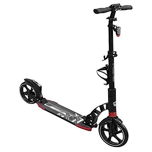 Scooter : Scooter Bars, Adult Scooter, Scooter Wheels, Kick Folding Adult Kick with Handle Bar and Bottle Holder, Black Portable Shock Absorption City, Large Pu Wheel, 100Kg Load, Non-Electric