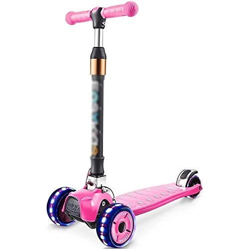 Scooter : Scooter Bars, Adult Scooter, Scooter Wheels, Kick Folding Kids Kick With Double Rear Flashing Wheel, Adjustable Handlebar, Shock Absorbing For 2-13Yr Old Girl, 100Kg Load (Color : Pink)