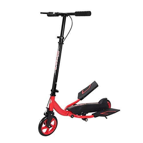 Scooter : Scooter Kick Kick for Adult Teens, Foldable Large Wheels with Handbrake and 2 Wiggle Deck, Adjustable Height, Load 154lbs (Color : Black)