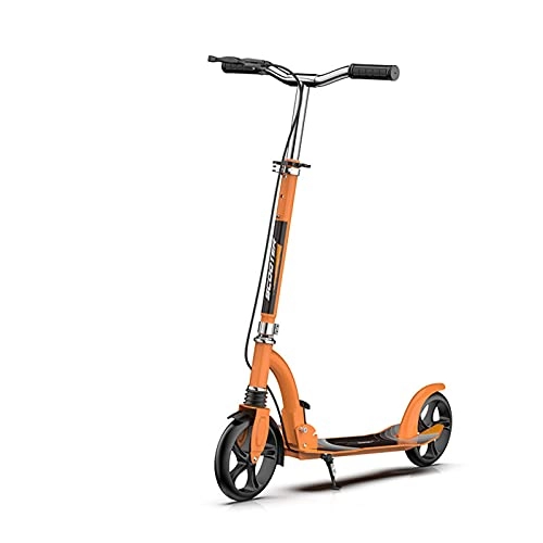 Scooter : scooter Scooters For Adults Teens, With Anti-Slip Handles And Anti-Slip Wear-Resistant Wheels, Two-Wheel Shock-Absorbing Scooter(Color:Orange)