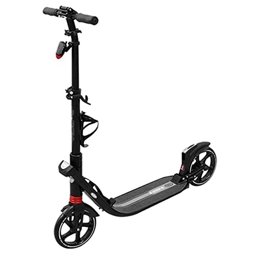 Scooter : Scooters Kick Scooters Outdoor Riding Portable Scooter-Folding Kick Scooters for Adult Teens, Big Wheels Commuter Scooter with Dual Suspension, Height Adjustable, Supports 220 Lbs (Color : Black)