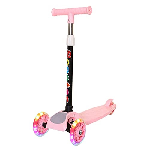 Scooter : Serrale 3 wheel Kick Scooter For Children, Adjustable Electric Scooter Children Kids With Flashing LED Wheels Kick Scooter-A