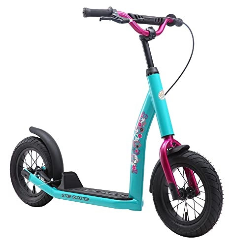 Scooter : STAR SCOOTER Kick Scooter air tires for Kids 7 year old | Boy Girl Push Scooter 12" Inch, height adjustable | mint