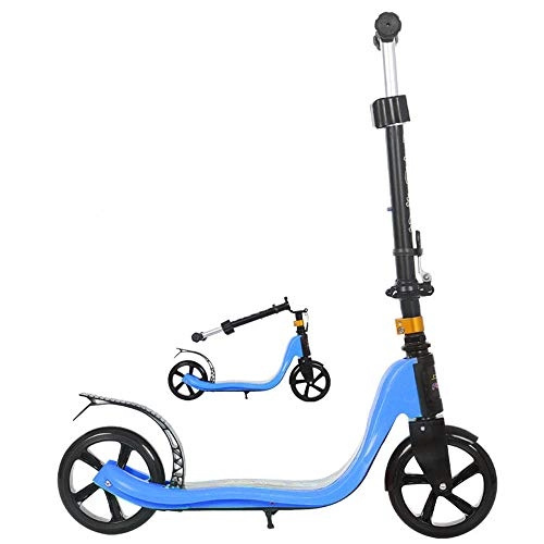 Scooter : Uooeg-F Foldable 2 Wheel Scooter for 6-14 Years Kids Boy Girl Skatepark 18CM Big Wheel(Blue), Lightweight Frame Scooters