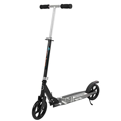 Scooter : W-star Two-wheeled scooters, height-adjustable roller aluminum alloy portable folding scooters, suitable for children and adults, weight 120 kg, Black