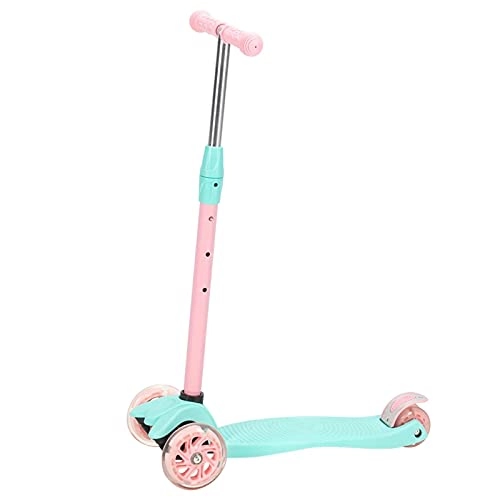Scooter : WanuigH Children's Scooters 3 Wheels Children's Scooter Height Adjustable Pu Flash Wheel Scooter Convenient and Practical (Color : Pink, Size : 22.4x26.8x10.6 inches)