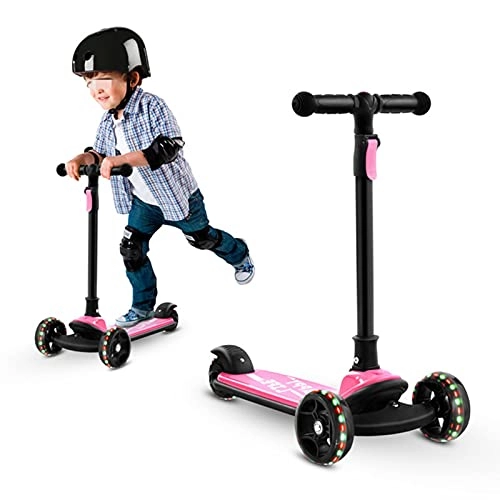 Scooter : WanuigH Children's Scooters Children's Scooter 3-wheel Kick Scooter, Children's Pedal Scooter, Height-adjustable Children's Scooter Convenient and Practical (Color : Pink, Size : 58.5x15x30.5cm)