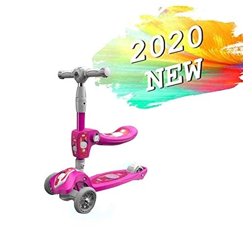 Scooter : WEIJINGRIHUA Adjustable Height Children Kick Scooter Lightweight Easy Folding 3 cm flashing off-road wheel 3 steps height adjustment 61.5cm~78.5cm maximum load-bearing 50kg With seat (Color : Red)