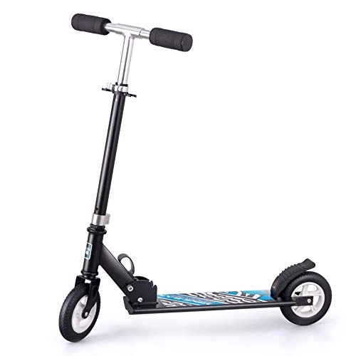 Scooter : WHOJS Wheel Scooter Foldable Children scooter Adjustable height Aluminum alloy 2 rounds Gift for boys and girls Bearing 100kg Lightweight Construction (Color : Black)