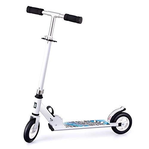 Scooter : WHOJS Wheel Scooter Junior scooter Children over 5 years old Light aluminum alloy Widening the pedal Easy to fold 3-speed height adjustment Bearing weight 80kg White / black Lightweight Construction