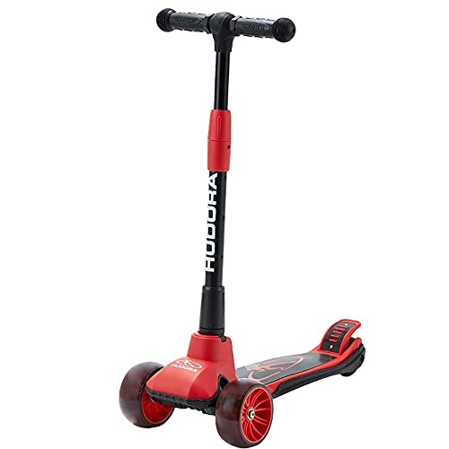Scooter : WHOJS Wheel Scooter PU flashing wheel 4 adjustable heights Load-bearing 50kg Suitable for children aged 3-12 Lightweight Construction(Color:Red)