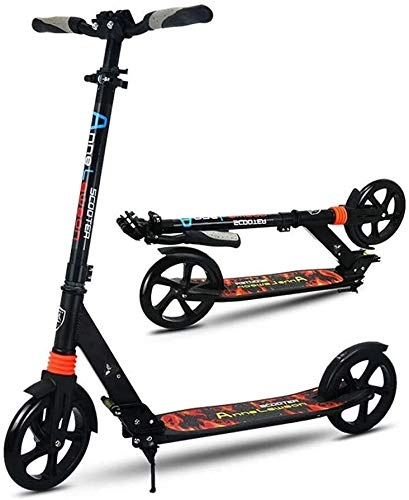 Scooter : WJJ Folding Scooter for Kids Adult / Teen Kick Scooter With Big Wheels - Foldable Adjustable Portable Lightweight, Birthday Gifts For Kids 12 Years Old And Up, Support 100kg (Color : Black)